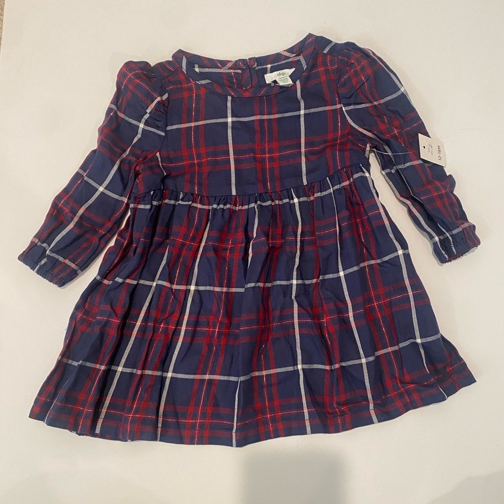 dip Red and Blue Plaid Kids Dress 12-18 months